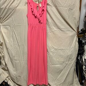 Faded Glory Pink Ruffle Maxi Dress